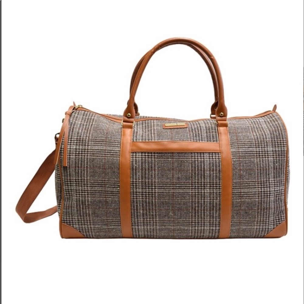 Adrienne Vittadini Plaid Weekend Wool Duffle Bag